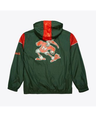 Men's Green Miami Hurricanes Anorak Vintage Logo Half-Zip Hoodie Jacket