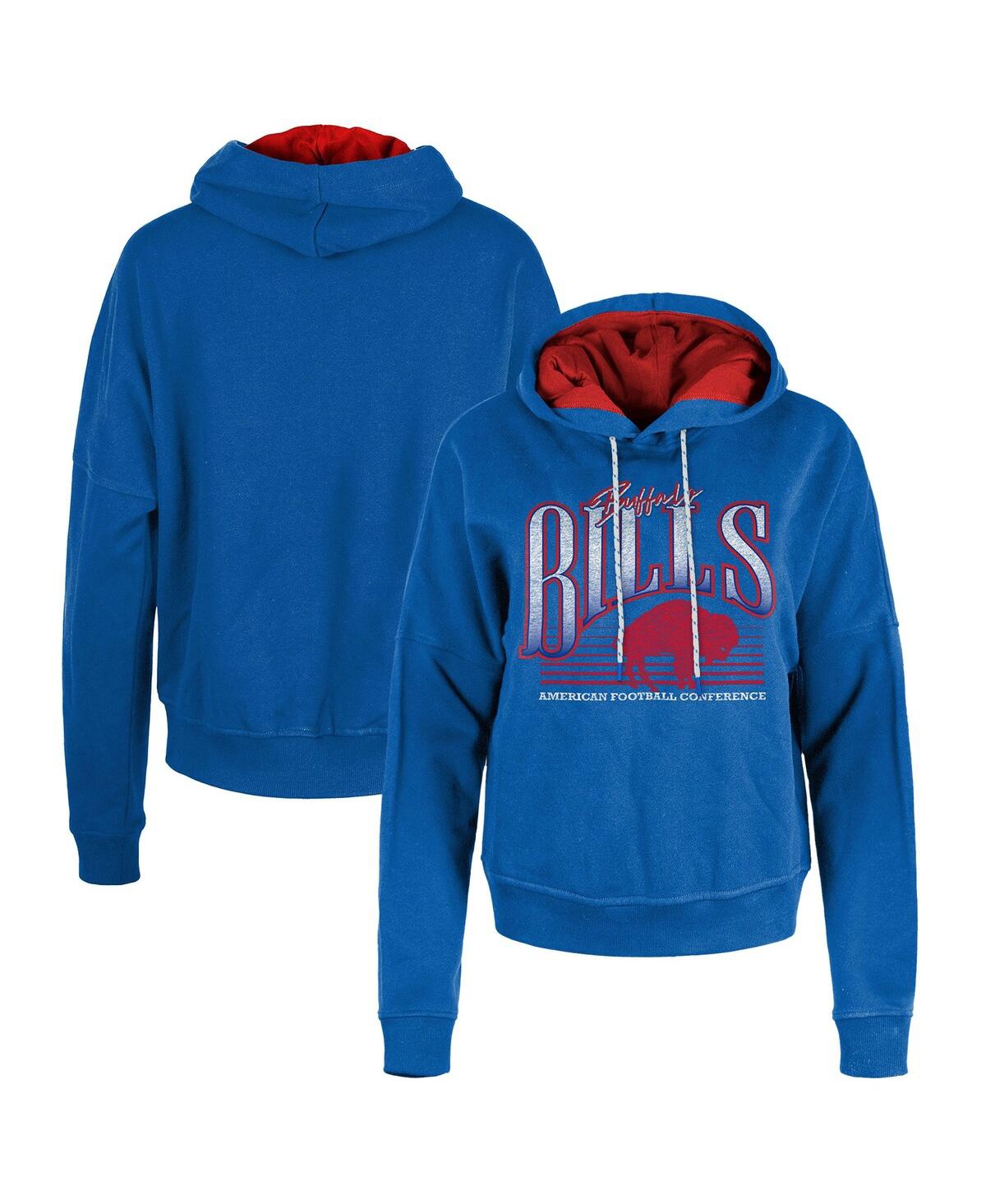 NEW ERA WOMEN'S ROYAL BUFFALO BILLS THROWBACK BOXY PULLOVER HOODIE 