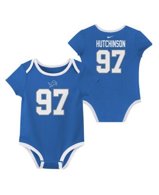 Big Boys and Girls Aidan Hutchinson Detroit Lions Name Number 3-Pack Bodysuit Set
