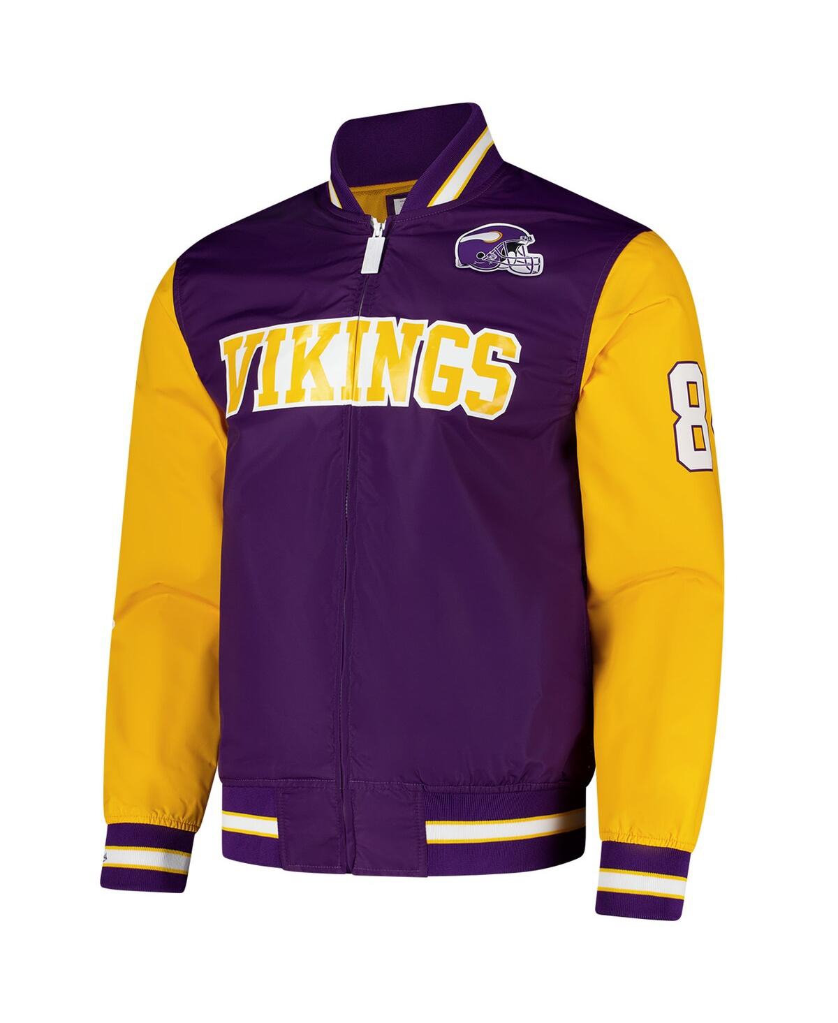 Mitchell & Ness Men's Randy Moss Purple Minnesota Vikings Retired Player Satin Full-zip Jacket In Purple