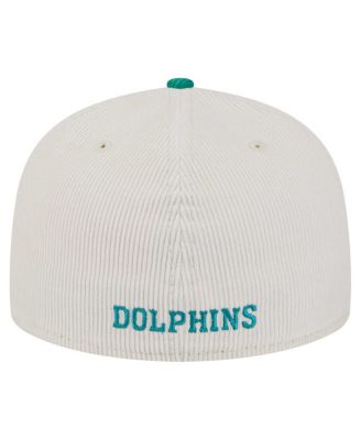 Men's Cream/Aqua Miami Dolphins Throwback Corduroy 59FIFTY Fitted Hat