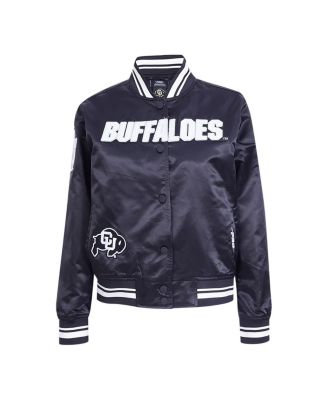 Women's Black Colorado Buffaloes Satin Cultivated Pearl Full-Snap Jacket