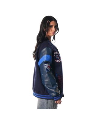 Women's Blue New York Rangers Full-Snap Varsity Jacket