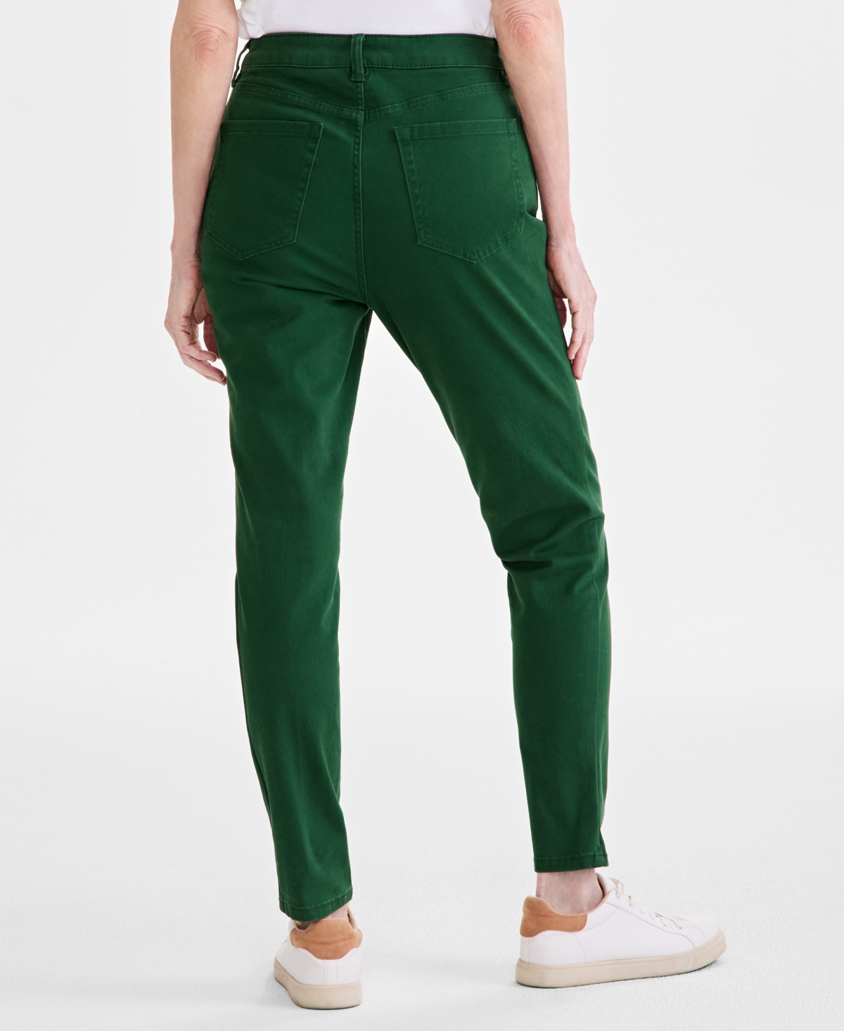 Shop Style & Co Women's Mid Rise Curvy-fit Skinny Twill Pants, Created For Macy's In Spinach Green