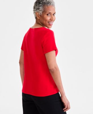 Women's Cotton Square-Neck Short-Sleeve T-Shirt, PXS - 3X, Exclusively at Macy's