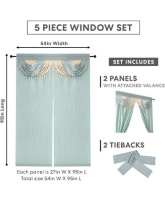 Satin Semi Sheer Complete 5 Piece Window in a Bag Attached Curtain Set