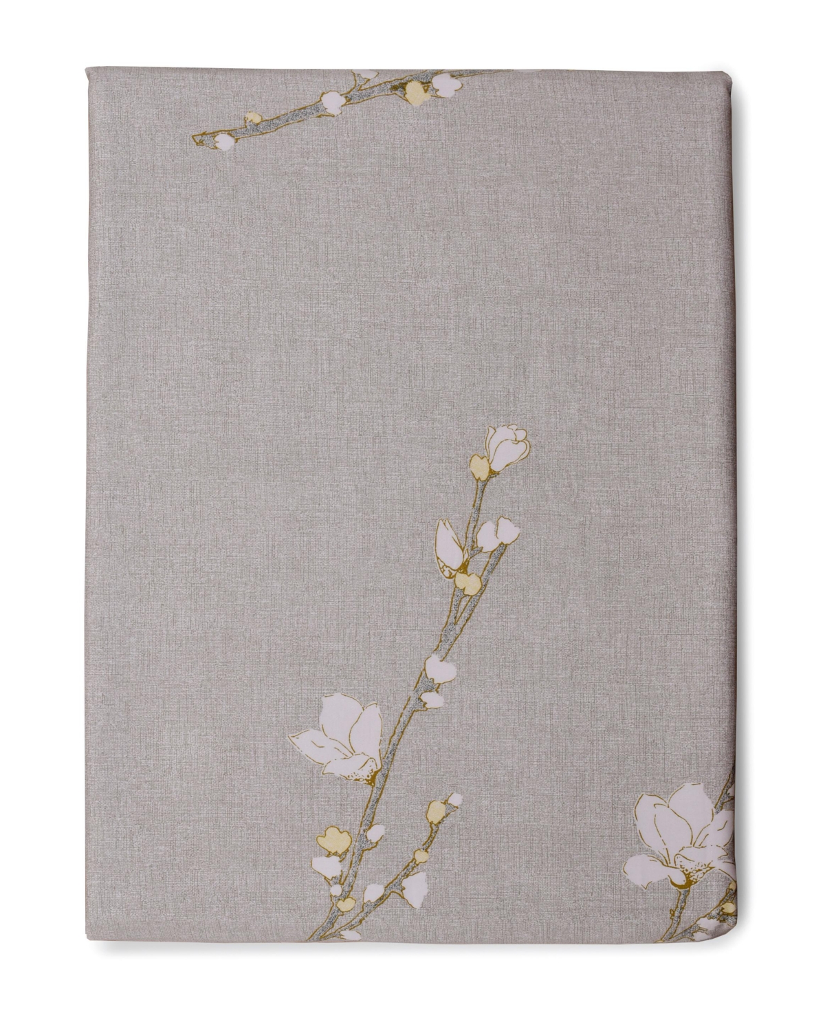 Boss Home By Hugo Boss Almond Flowers 300 Thread Count Cotton Flat Sheet, Full/queen In Gray
