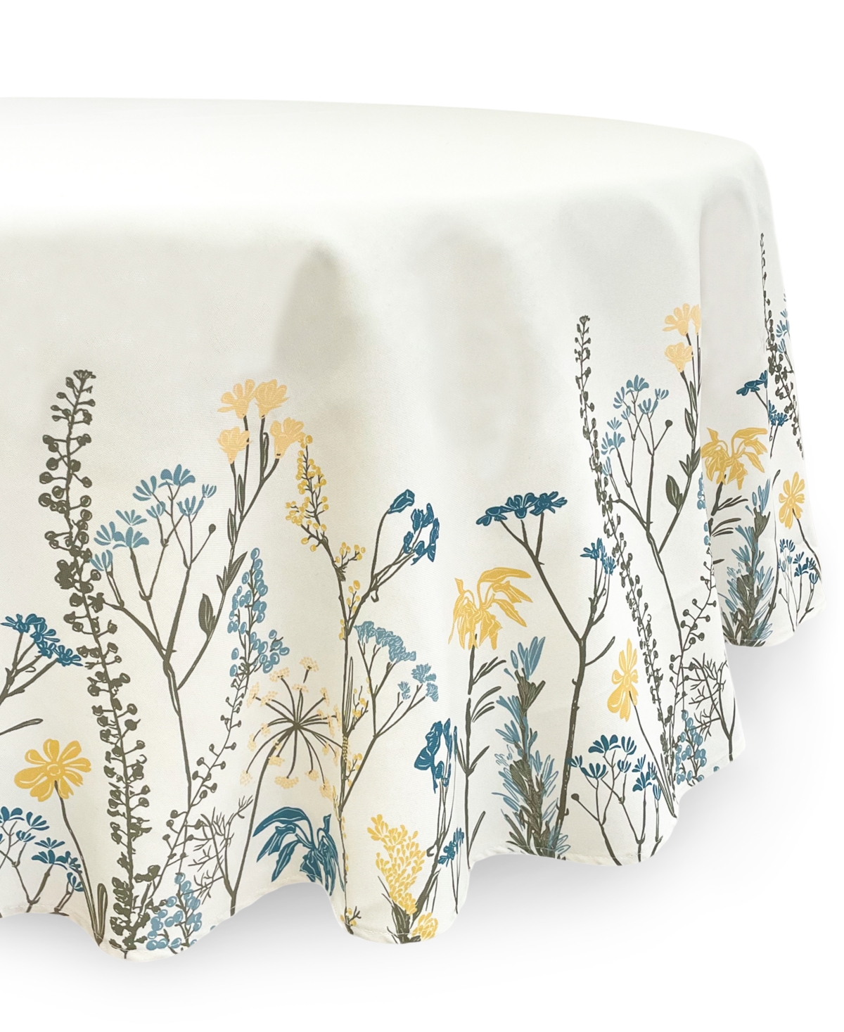 Lenox Wildflower Border Tablecloth, 70" Round In Blue,white
