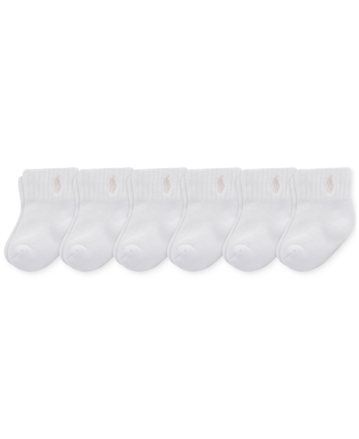 Polo Ralph Lauren Baby Girl Sport Quarter Socks, 6-pack In White