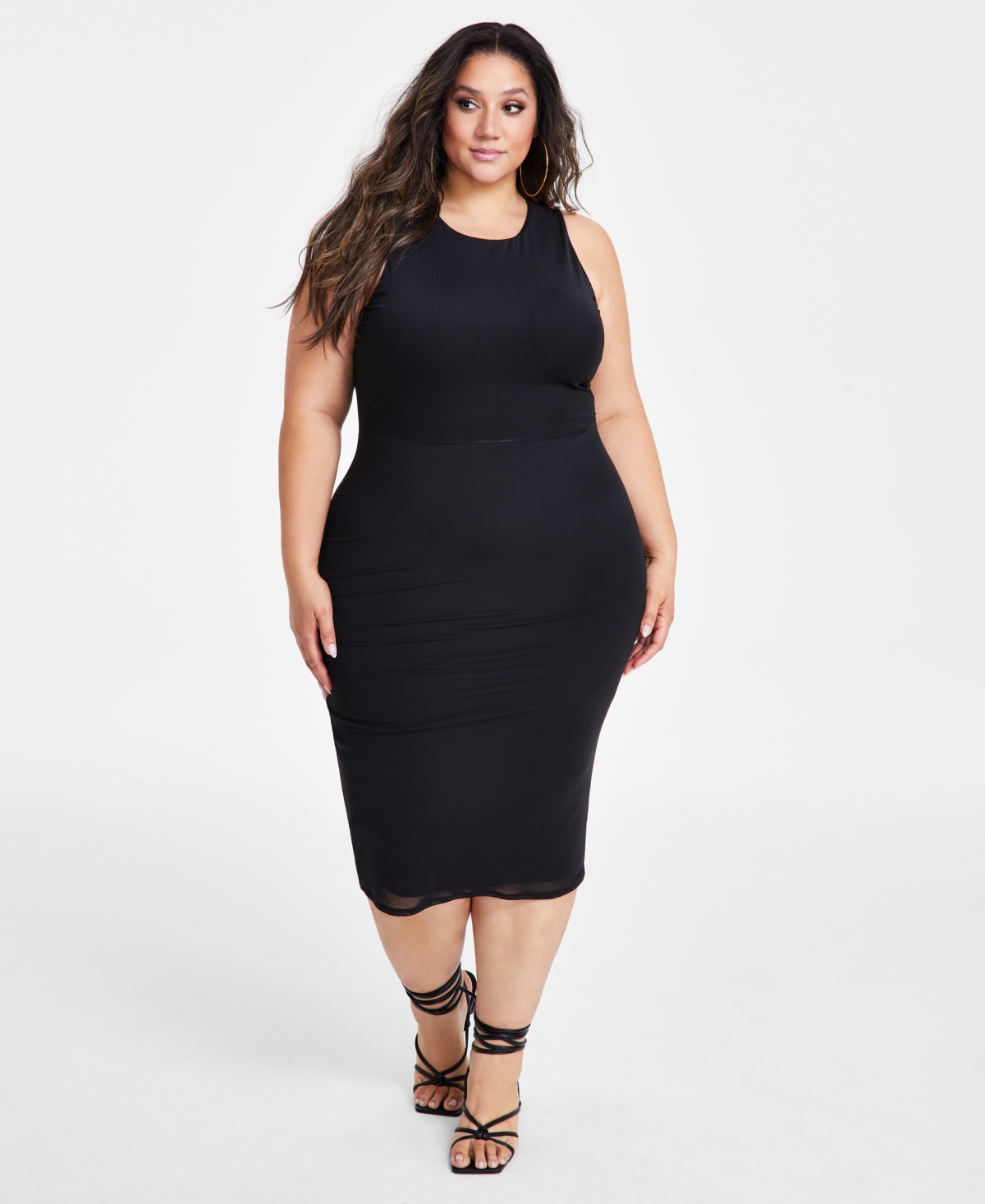Nina Parker Trendy Plus Size Printed Mesh Midi Dress, Created For Macy's