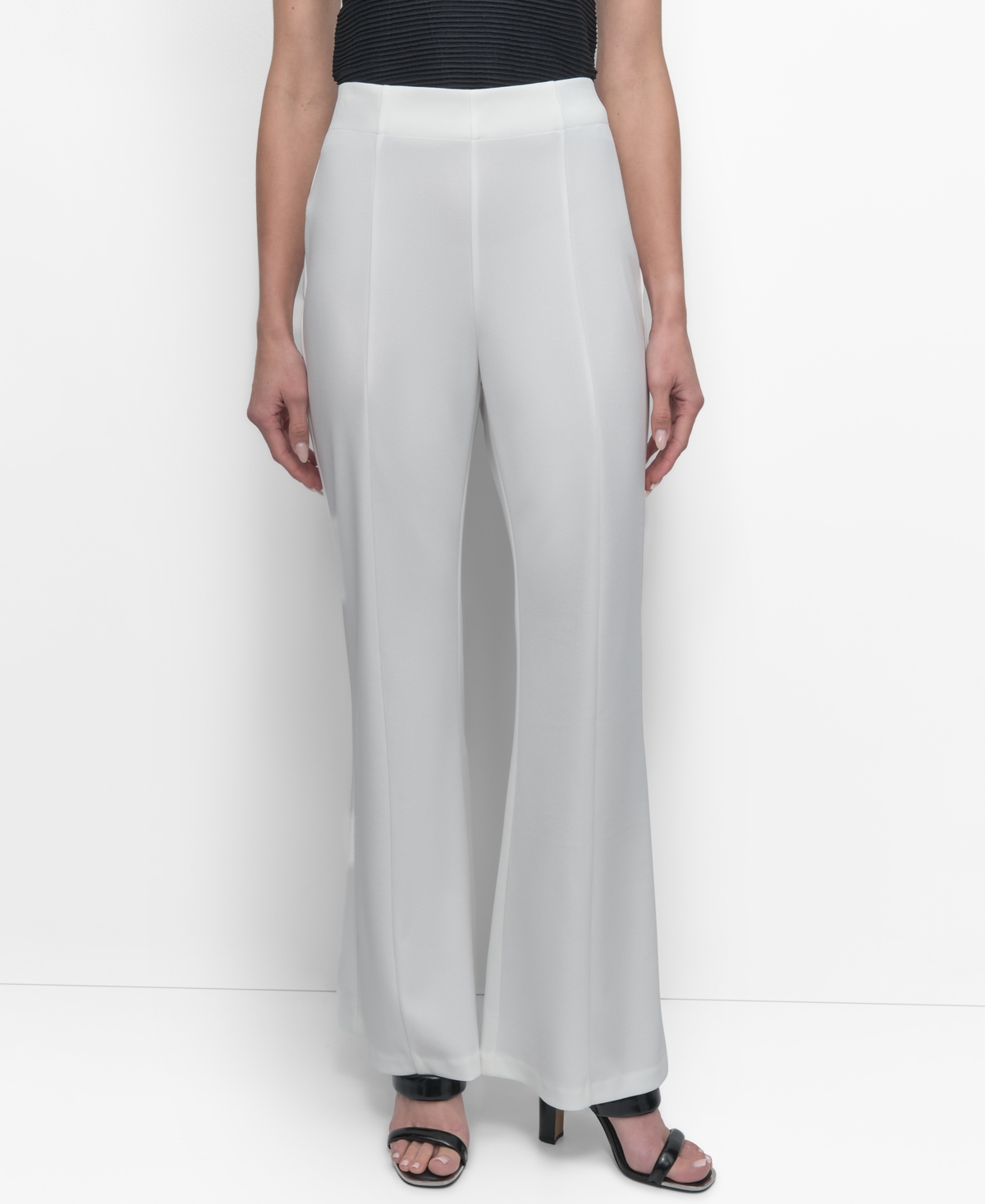 Dkny Women's Front-seam Pull-on Trousers In Ivory