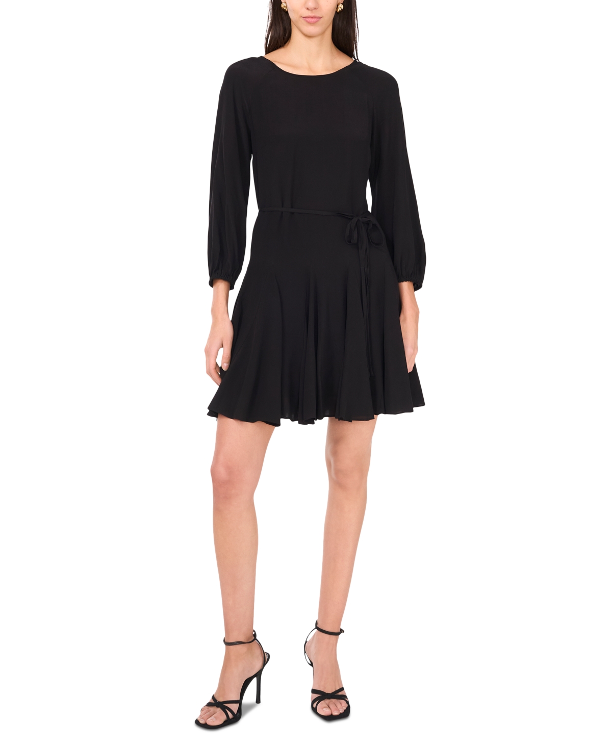 1.State Women's Long-Sleeve Godet Dress - Rich Black
