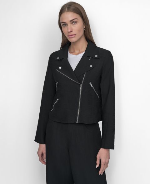 Женские куртки DKNY Zipper Detailed Crinkle Jacket
