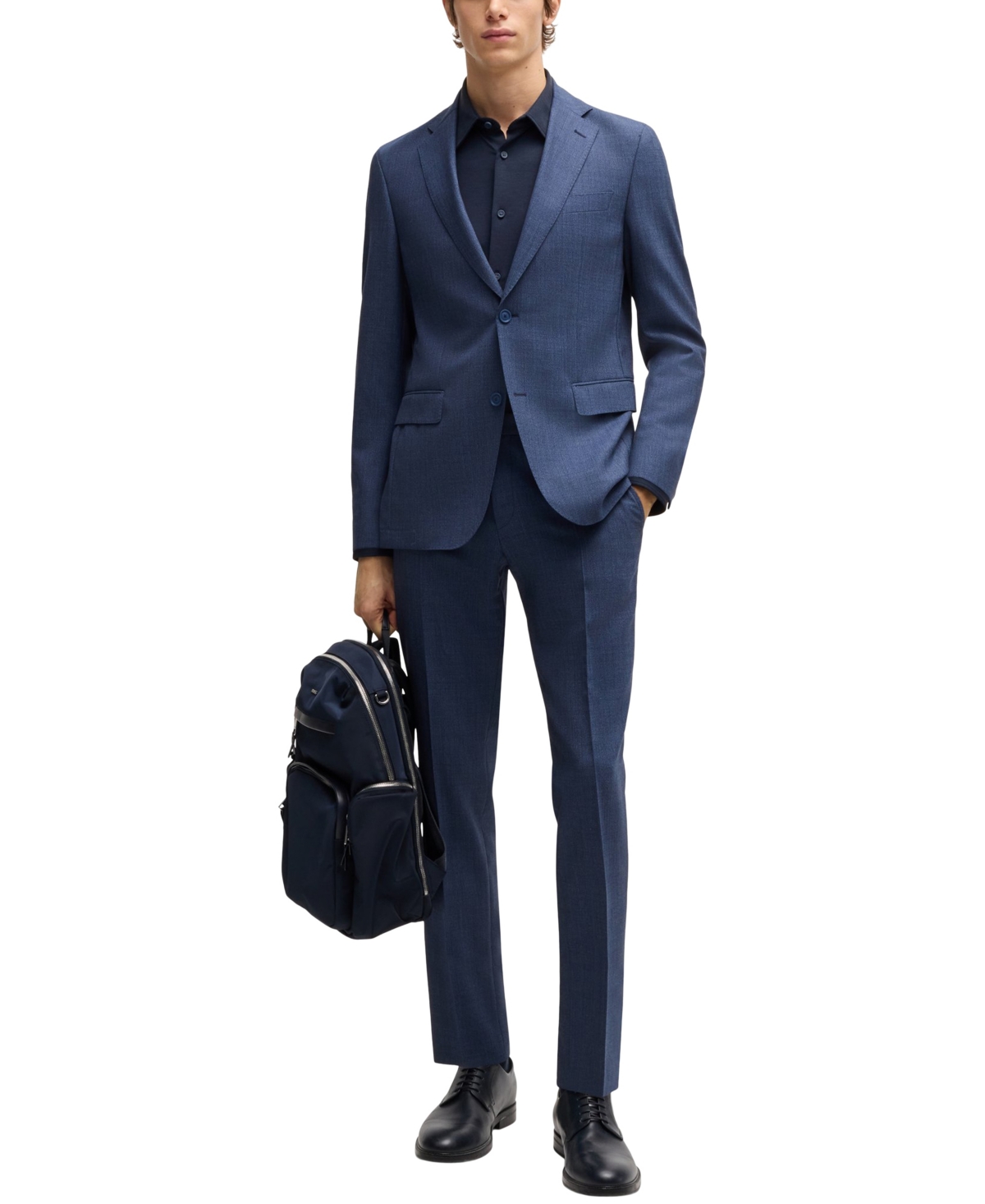 Hugo Boss Boss By  Men's Structured Performance Slim-fit Dress Shirt In Dark Blue
