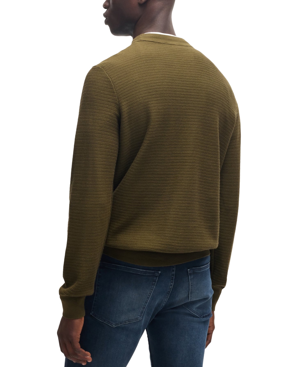 Hugo Boss Boss By  Men's Logo Patch Regular-fit Sweater In Open Green