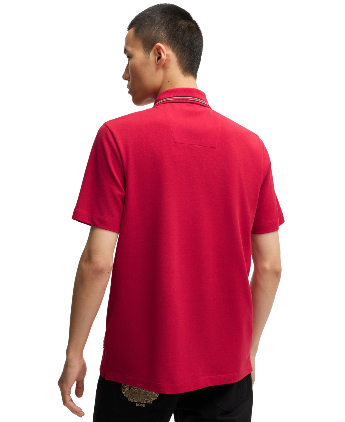 Hugo Boss Mercerised-cotton Polo Shirt With Double B Monogram In Bright Red