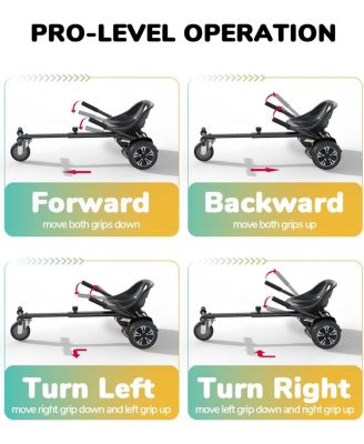 Hoverboard Go Kart Seat Attachment, Compatible with 6.5" 8" 10" Hoverboards, Adjustable Frame Length for Kids and Adults