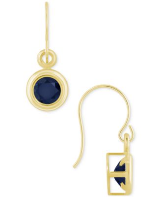 Sapphire Bezel Fish Hook Drop Earrings (3/4 ct. t.w.) in 10k Gold (Also Available in Ruby & Emerald)