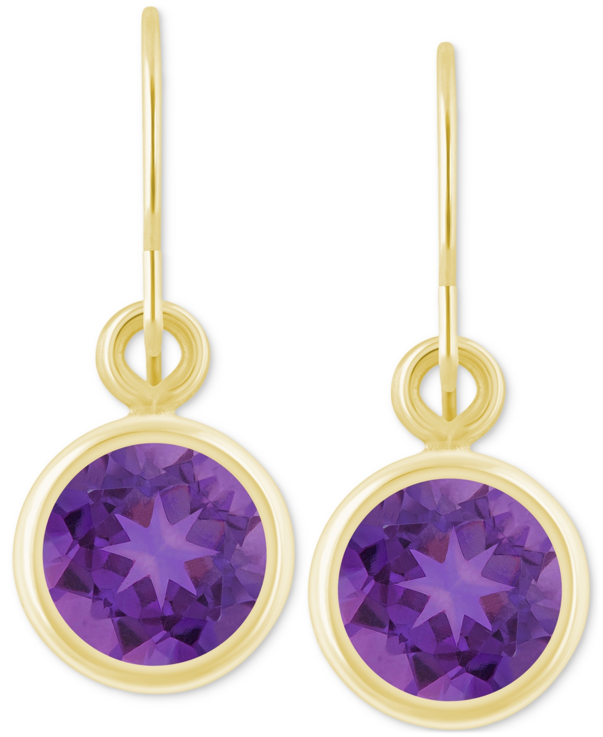 Macy's Created Sapphire Oval Stud Earrings (1-1/2 Ct. T.w.) In 10k Yellow Gold (also In Additional Gemstone In Amethyst,gold