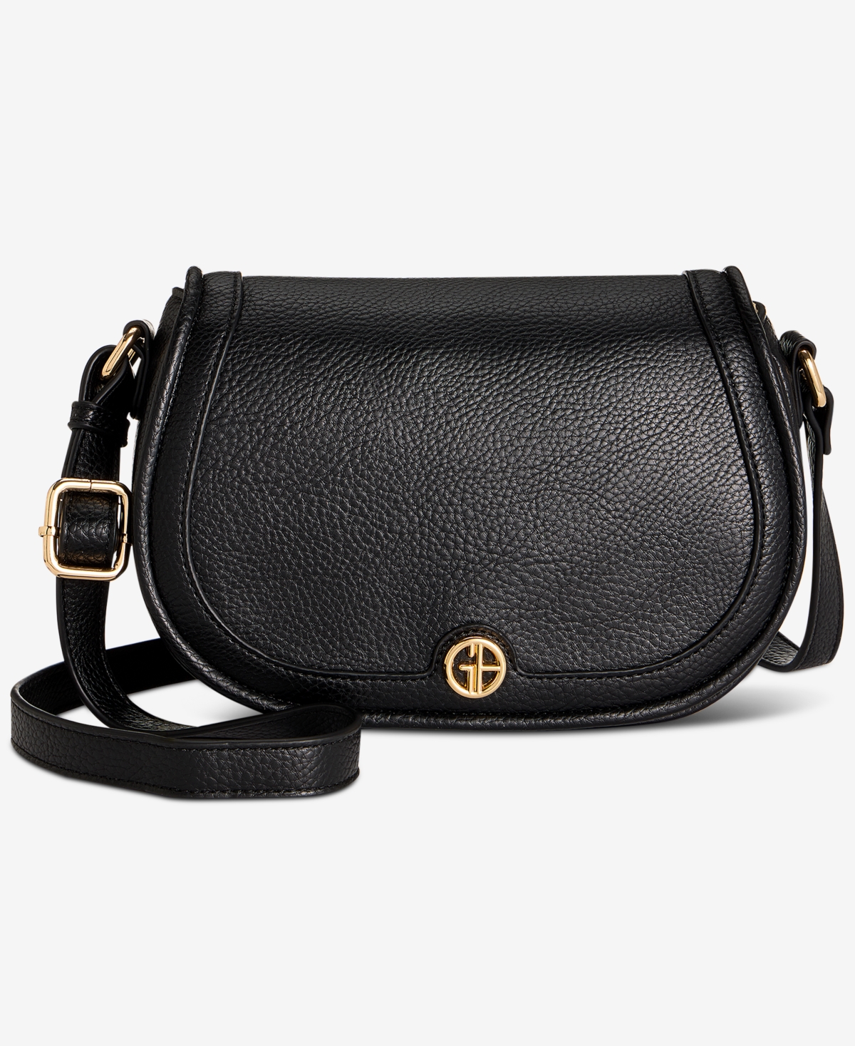 Macy's Pebbled Small Saddle Crossbody, Exclusively At  In Black