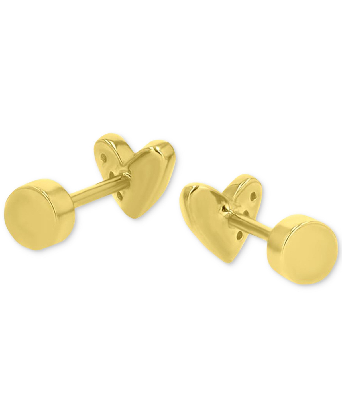 Macy's Cubic Zirconia Heart Stud Earrings (1/20 Ct. T.w.) In 14k Gold-plated Sterling Silver In Gold