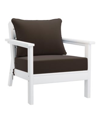 Outdoor Modern HDPE Patio White Club Chairs with Deep Seat Cushions (Set of 2)