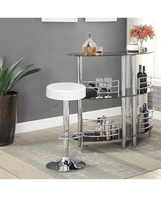 Round Leather Seat Chrome Leg Adjustable Hydraulic Swivel 1 PC Bar Stool