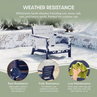 Outdoor Patio HDPE Navy Blue Sectional Sofa with Patio Cushions