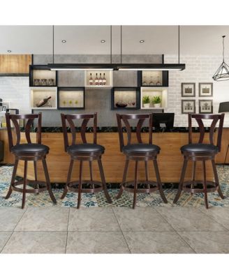 Set of 4 Swivel Bar stool 24'' Counter Height Leather Padded Dining Kitchen Chair