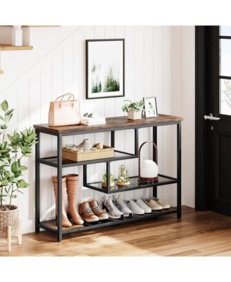 39.4'' Narrow Sofa Table with 4 Tiers Storage Shelf Entryway Table Wood Console Table Thin Sofa Table Side Table Hallway Table for Living Room, Foyer, Hallway, Entrance