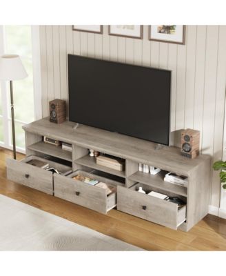 TV Stand for 75 Inch TV, Mid-Century Modern Entertainment Center