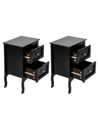 2pcs Country Style Two-Tier Night Tables Large Size Black (Same model: 46330063)
