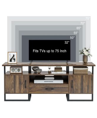 TV Stand for 75 Inch TV, Mid Century Modern Entertainment Center