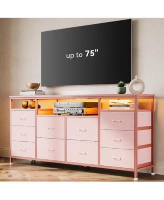 63.3 Inch Black Dresser for Bedroom, 10 Drawer Dresser TV Stand