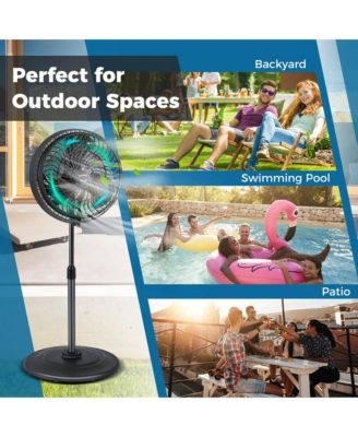 16" Oscillating Misting Pedestal Fan with Hose Connector and 3 Micro-Mist Levels
