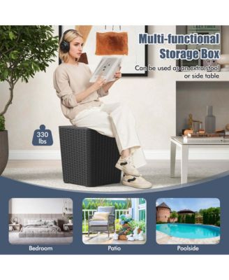 11.5 Gallon Water-proof Deck Box with Removable Lid Storage Container Side Table