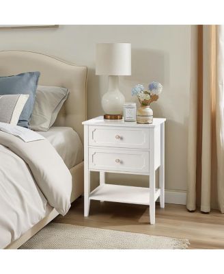 Nightstand End Side Table with 2 Drawers for Convenient Storage and Modern Design