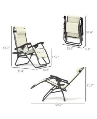 Zero Gravity Lounge Chair Set Padded Outdoor Recliner Chair