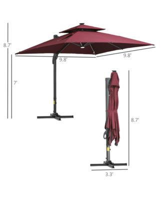 10x10ft Shade Umbrella with Solar LED Cold Lighted, Wine