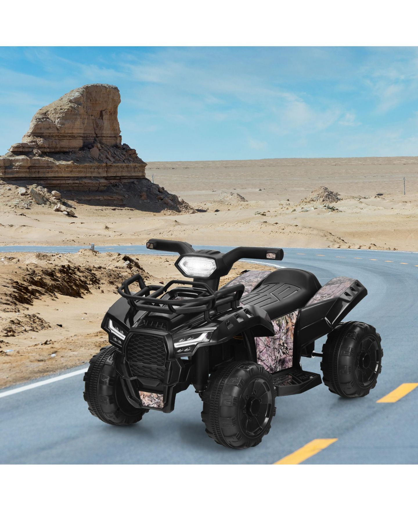 Детская игрушка Gymax 6V 4 Wheels ATV Quad Ride On Car Kids Ride-On Toy w/ Music Horn LED Light Pink, цвет: Чёрный, вариант 1 — фото 9