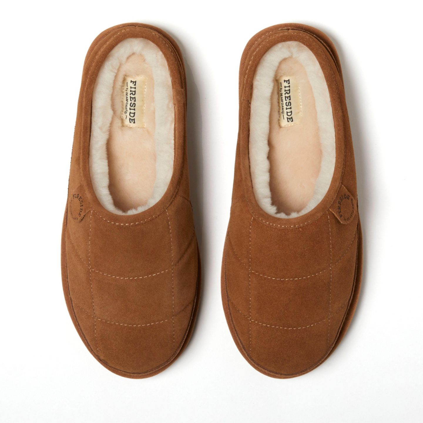Мужские сабо Dearfoams Fireside by Grafton Quilted Genuine Shearling Clog Slipper, цвет: Каштановый — фото 4