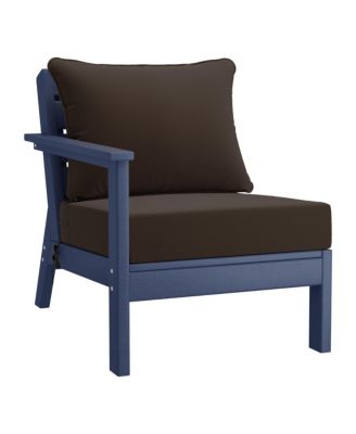 Outdoor Patio HDPE Navy Blue Loveseat Sofa with Patio Cushions