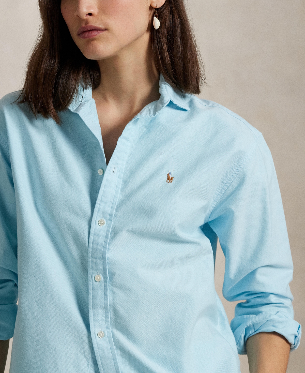 Polo Ralph Lauren Relaxed Fit Cotton Oxford Shirt In Acadia Blue