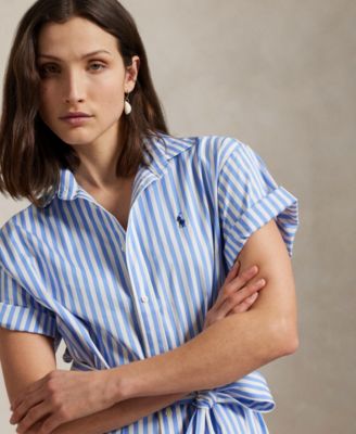 polo ralph lauren belted striped cotton shirt dress Ralph Lauren Belted Striped Cotton Shirt Dress