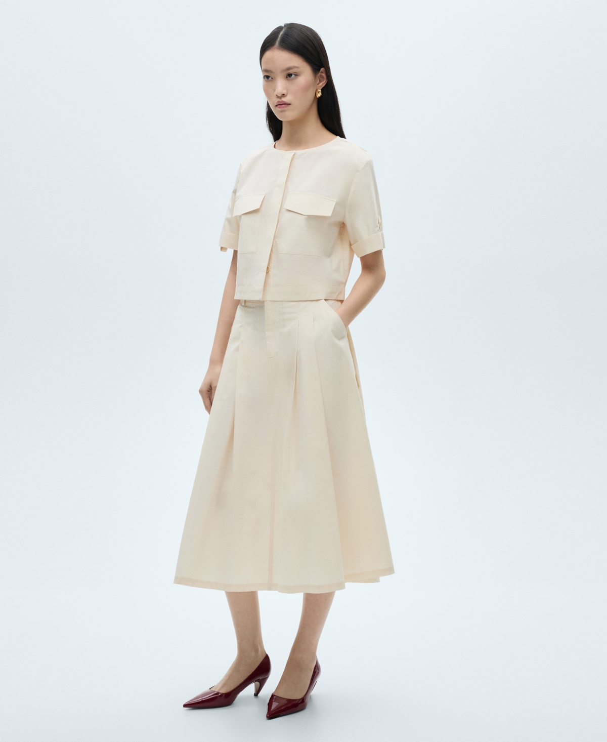 MANGO WOMEN'S PLEATED MIDI-SKIRT 