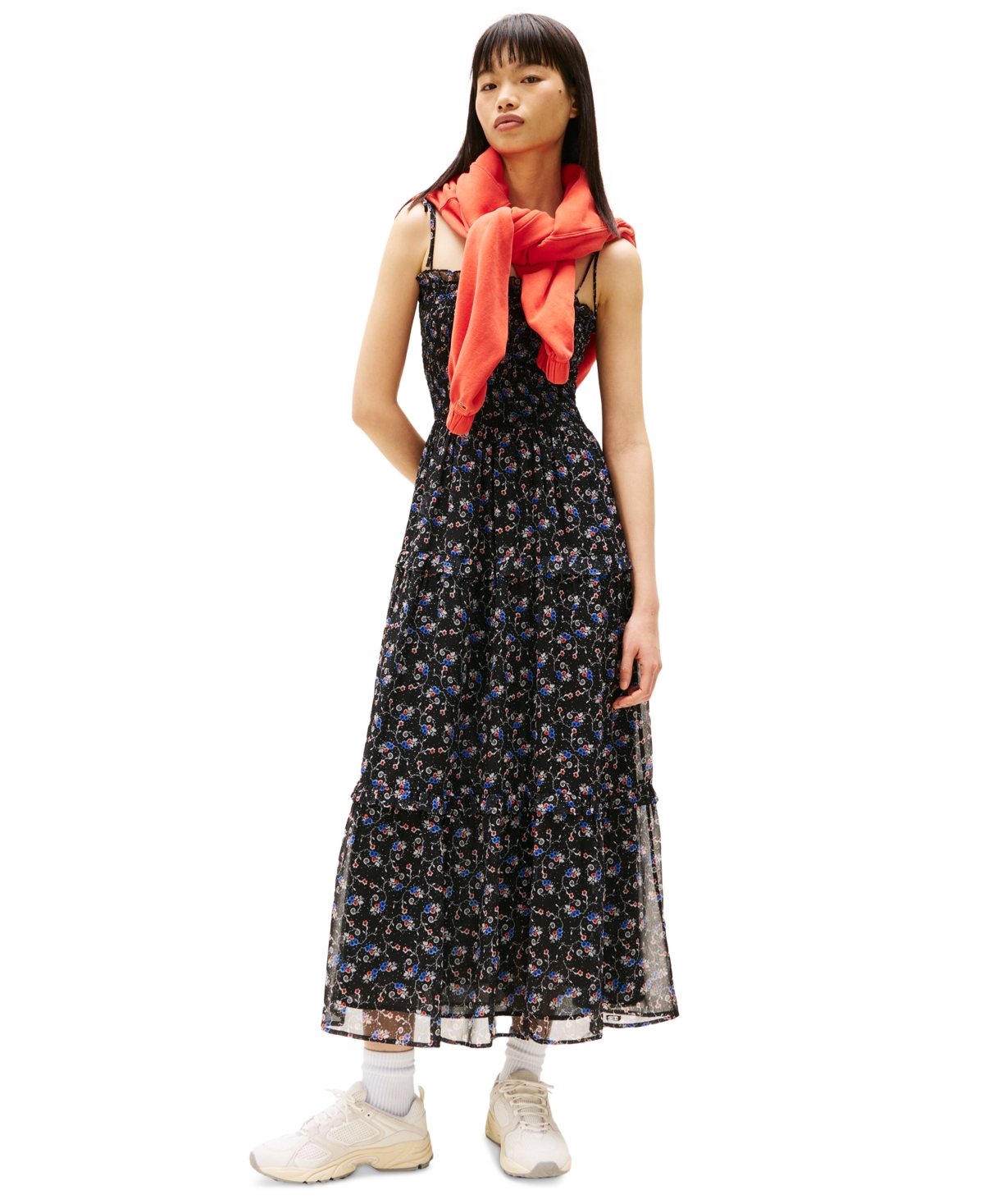 Tommy Jeans Women's Smocked Floral Maxi Dress In Small Flowers Aop