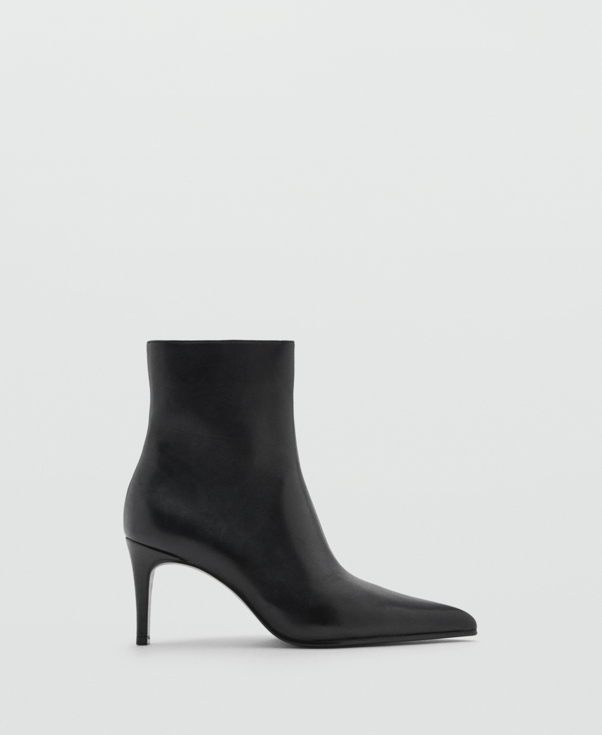 Shop Mango Women's Leather Pointed Ankle Boots In Black