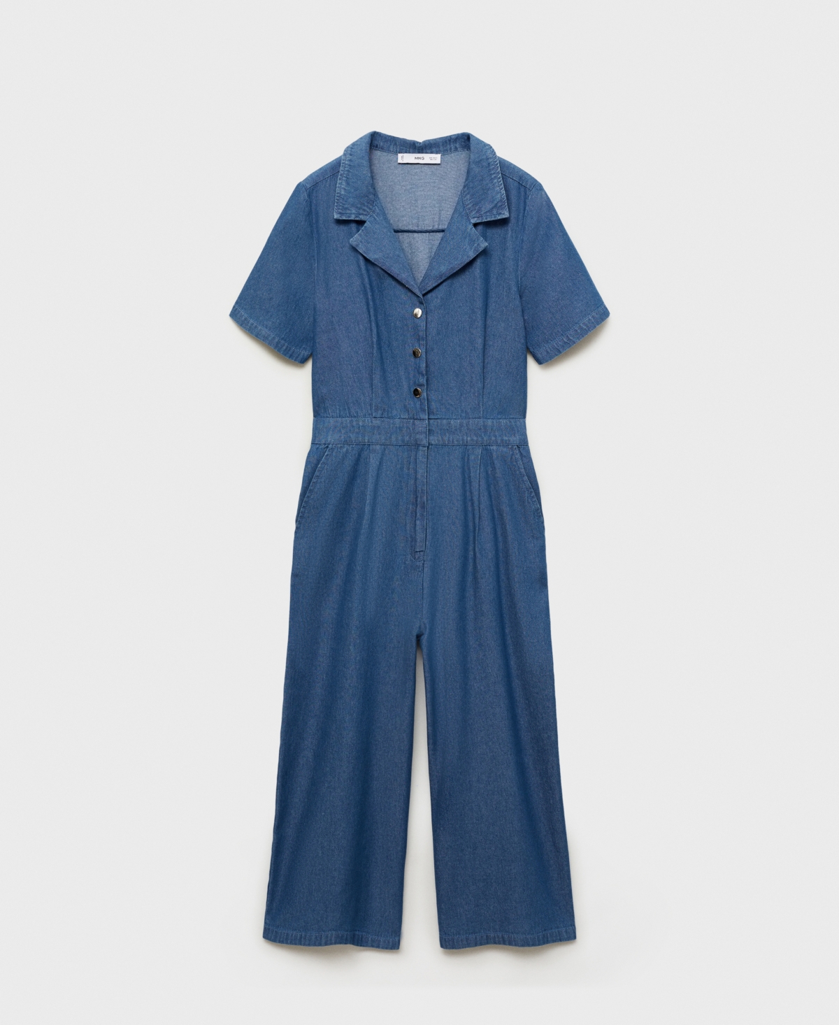 MANGO WOMEN'S SHORT SLEEVE DENIM JUMPSUIT 