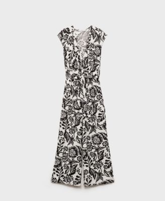 Women's Belt Printed Jumpsuit