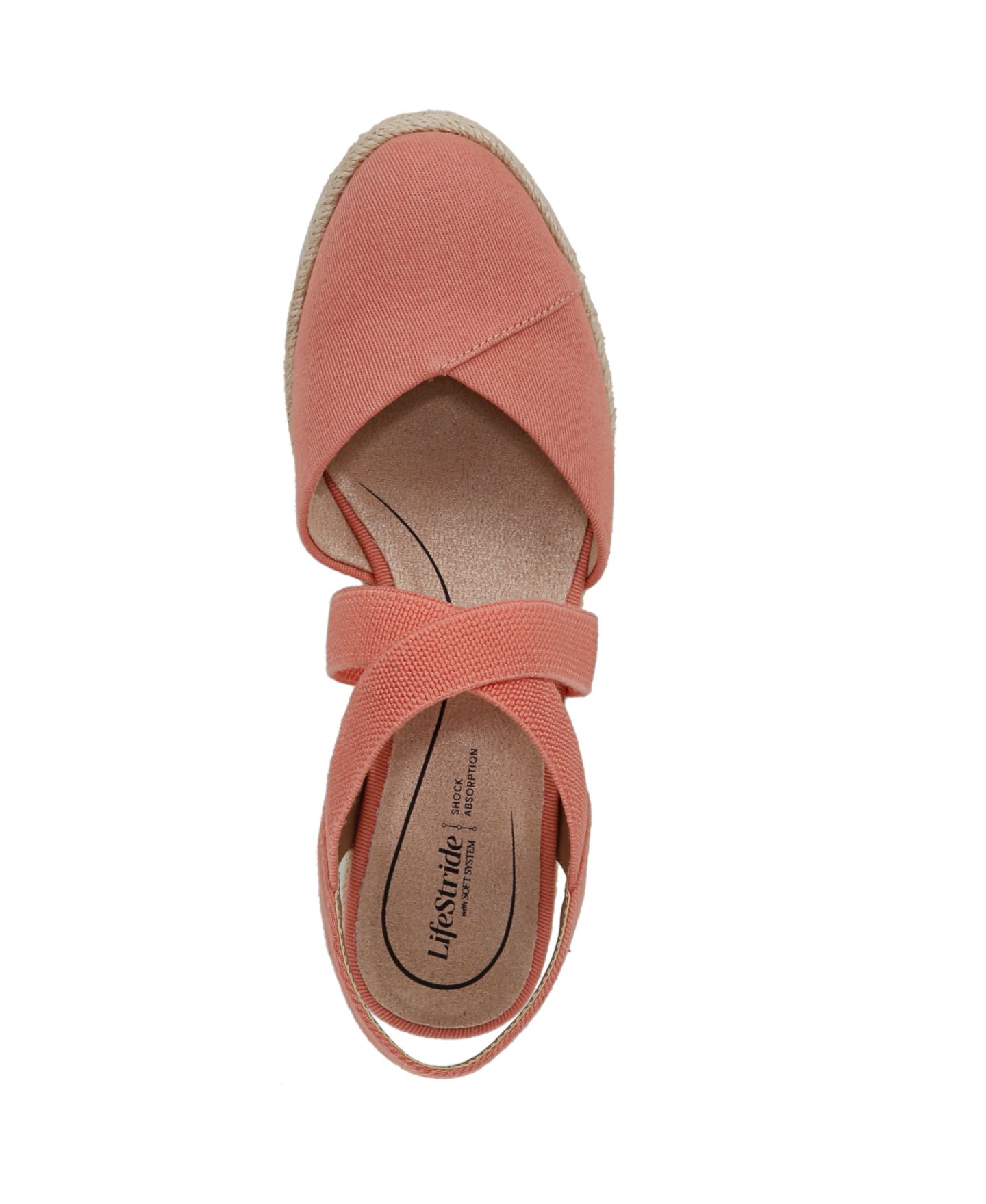 Женские сандалии LifeStride Kimball Wedge Espadrilles, цвет: Коралловый розовый холщовый — фото 6